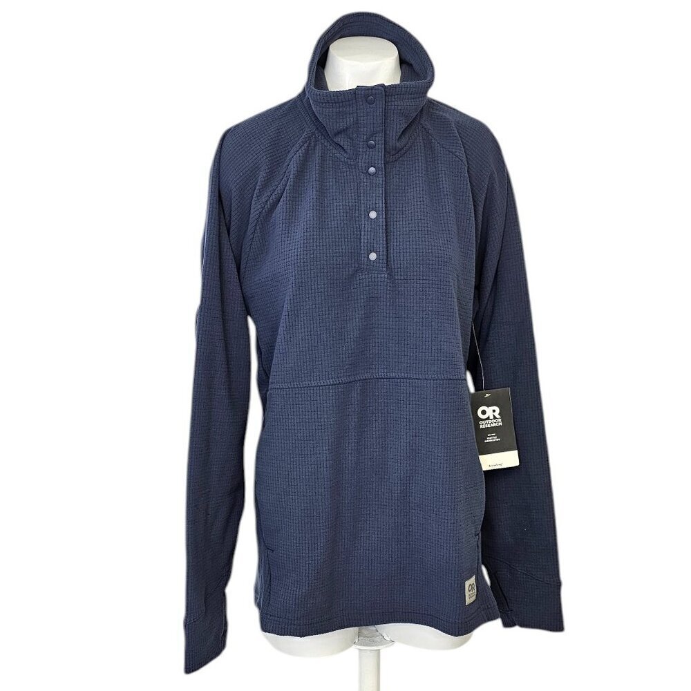 Outdoor Research Womens Trail Mix Snap Pullover Sweater, Naval Blue, Size L, NWT